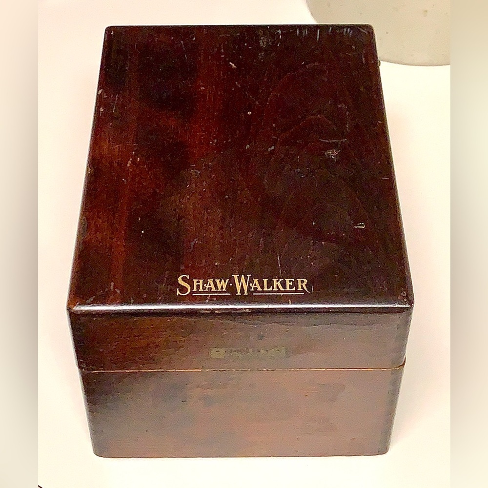Early 20th Century Vintage SHAW WALKER Antique Hardwood Hinged File Box